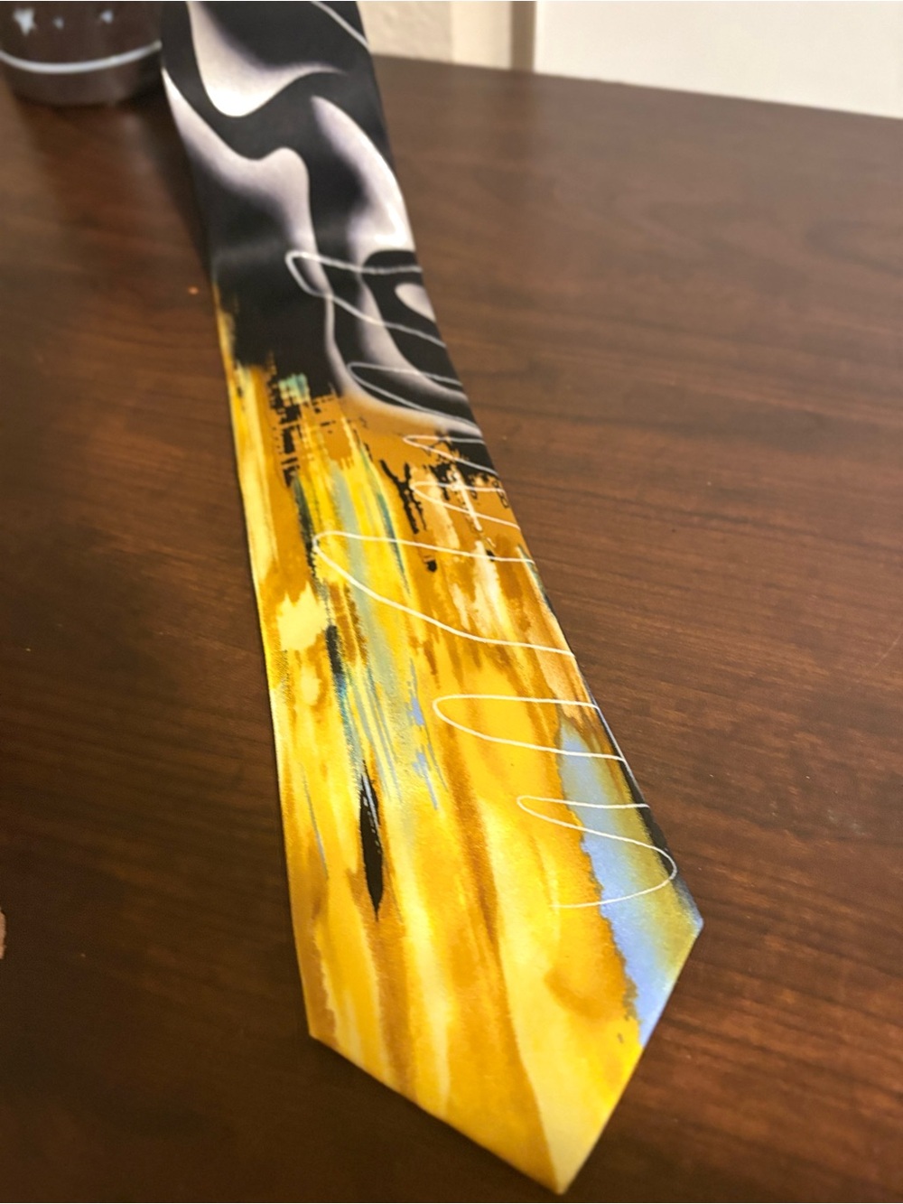 Jerry Garcia New York At Night Silk Necktie Yellow Black Abstract No. 62